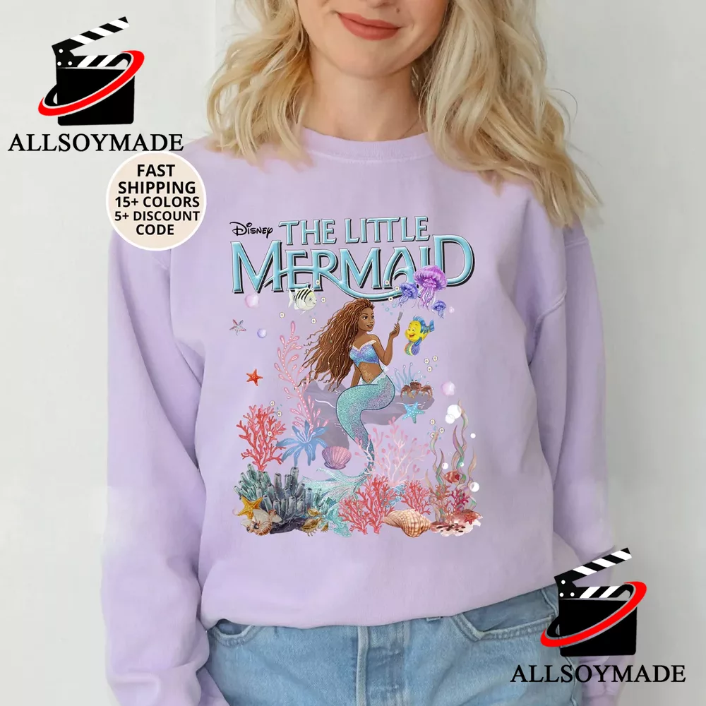 Women T-shirt Disney Princess Mermaid Ariel Printed T Shirt girl