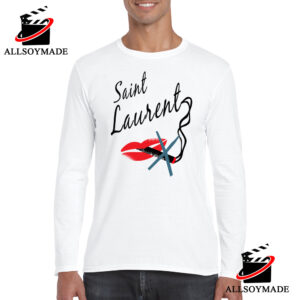 Unique Lips Yves Ysl White T Shirt, Ysl T Shirt Women - Allsoymade