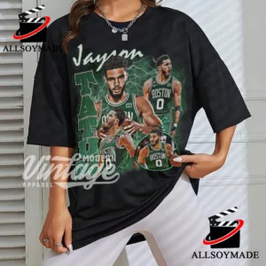 Jayson Tatum Boston Celtics Name & Number NBA T-Shirt - Green - Throwback