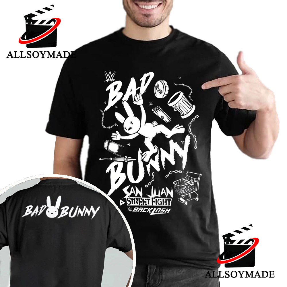 WWE Authentic Men's Black Bad Bunny Puerto Rico T-Shirt