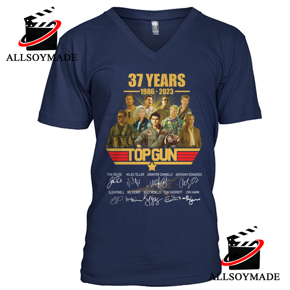 Limited Signature Of All Characters Movie Top Gun T Shirt Mens