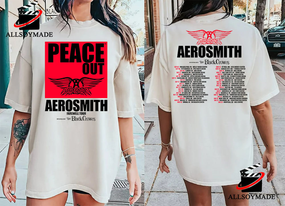 Aerosmith Farewell Tour And Their Signatures T-shirt