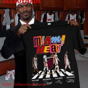 The Miami Abbey Road T Shirt, Signature Of Member NBA Basketball Team Miami Heat T Shirt Mens