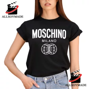 Logo Double Smiley Black Moschino Shirt, Milano Moschino T Shirt Sale 1
