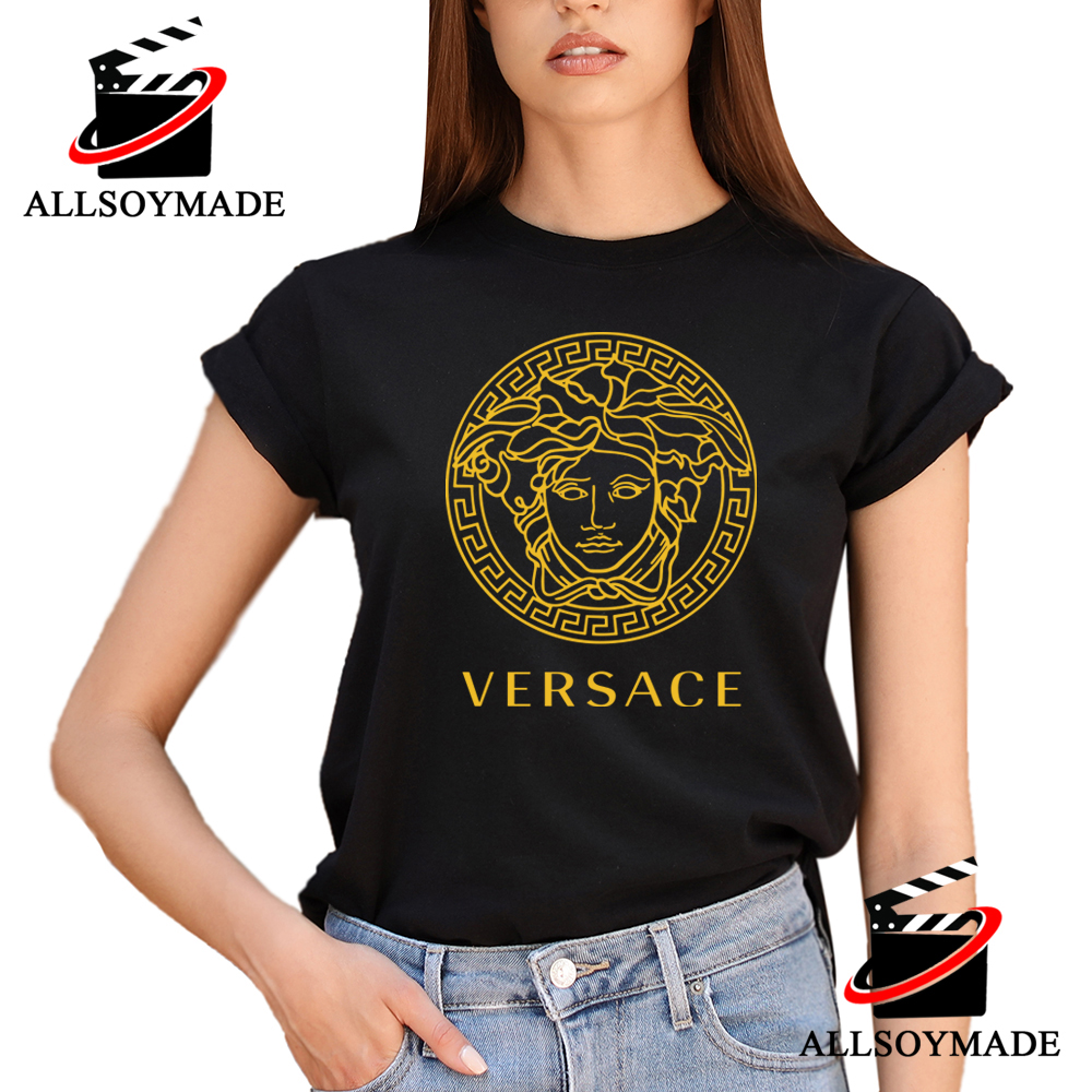 Yellow Versace Logo T Shirt, Versace T Shirt Mens Sale - Allsoymade