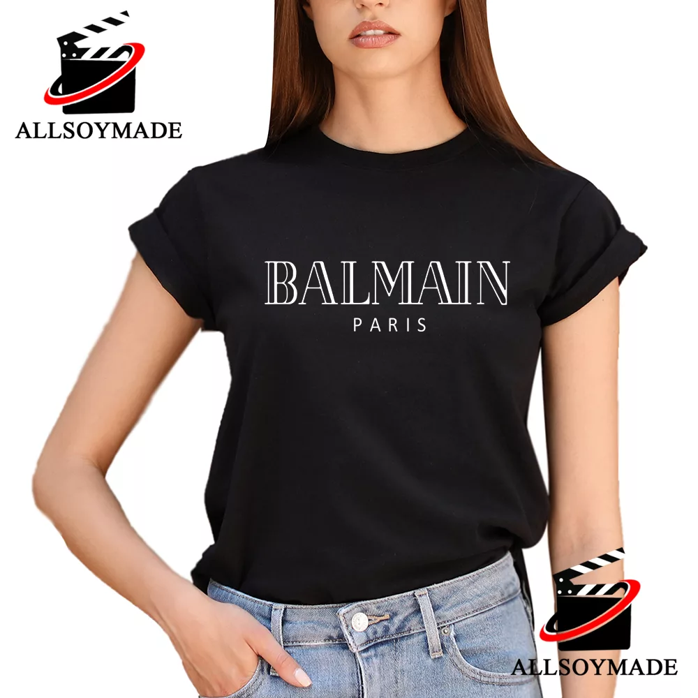 Original Balmain Paris T Shirt Women, Balmain Sleeve Shirt -