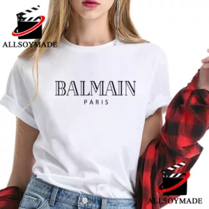 Original Balmain Paris T Shirt Women, Balmain Sleeve Shirt -