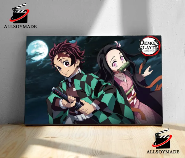 Anime Characters Demon Slayer Movie Nezuko And Tanjiro Poster, Demon Slayer Poster Wall Art