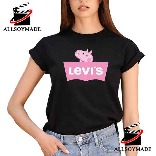Peppa Pig Mens Levis T Shirt, Levis Black T Shirt