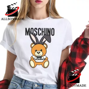 Cute Bunny Moschino Teddy Bear T Shirt, Black Moschino T Shirt Sale 1