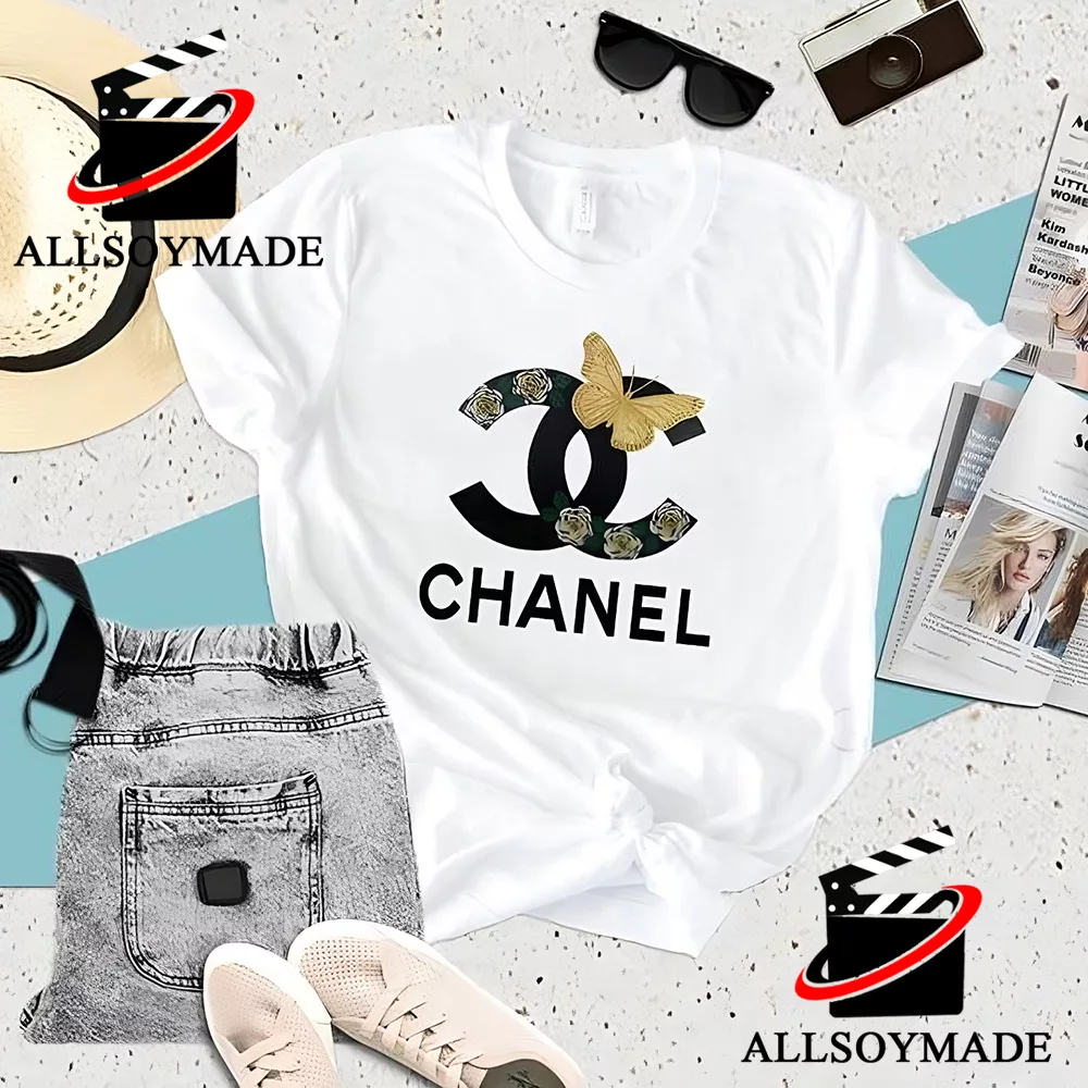 Vintage Butterfly Logo Chanel Supreme T Shirt Women, Supreme T Shirts For  Sale - Allsoymade