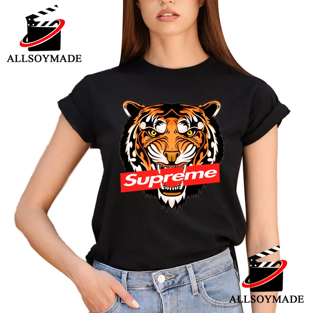 Cool Tiger Supreme Box Logo T Shirt, Supreme T Shirts For Sale - Allsoymade