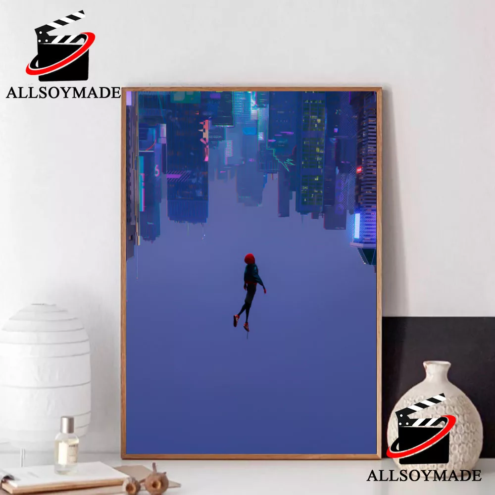 Cheap Miles Morales Falling Spiderman Into The Spider Verse Poster, Marvel Gifts For Adults