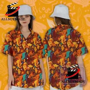 Charizard Fire Red Pokemon Hawaiian Shirt, Pokemon Button Up Gift For Men