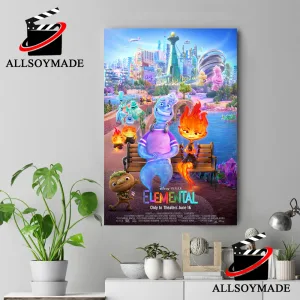 All Characters Disney Pixar Movie Elemental Poster, Gifts For Disney Lovers Adults 1