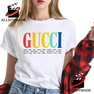 Cities Rainbow Gucci T Shirt Womens, Gucci T Shirt Mens 1