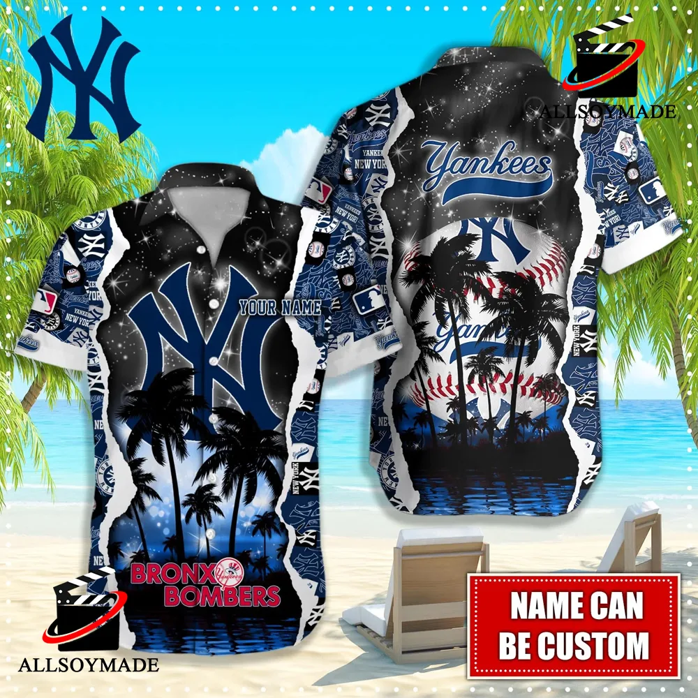 Personalized Palm Tree Sunset Baseball NY Yankees Hawaiian Shirt