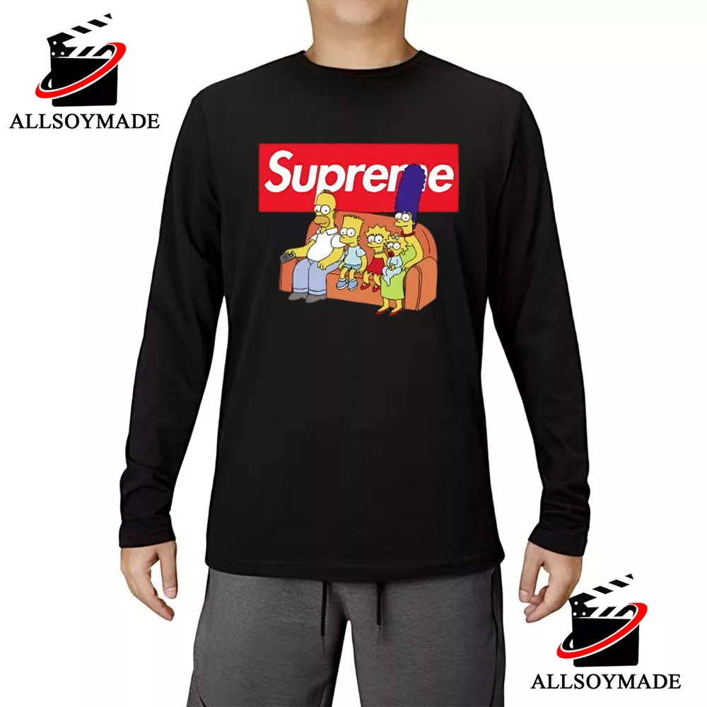 Cheap Supreme Bart Simpson Shirt, Black Supreme T Shirt Women Men