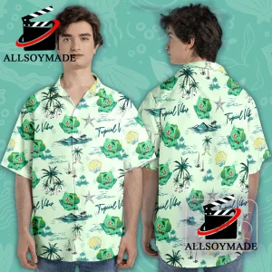 Bulbasaur Tropical Vibes Pokemon Hawaiian Shirt, Bulbasaur Merch Pokemon Gifts For Men 1
