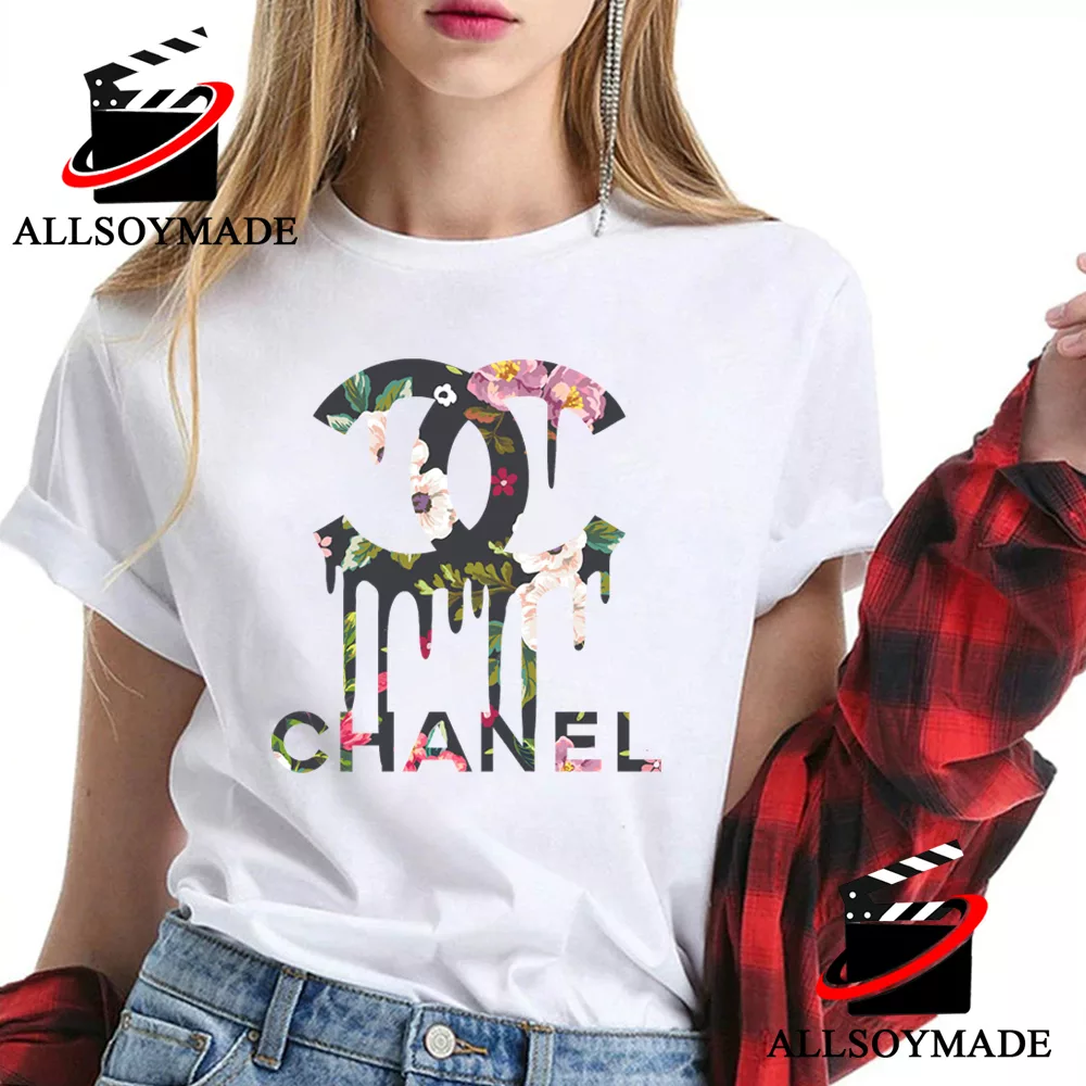 Cheap Dripping Flower Chanel Logo T Shirt, Fashion Shirts Summer