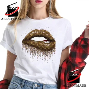 Cheap Lips Dripping Louis Vuitton T Shirt Womens, Black And White Louis  Vuitton Shirt - Allsoymade