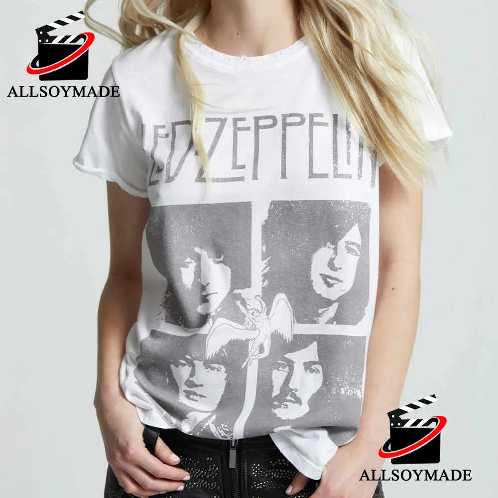 Cheap Portrait Member Rock Band Led Zeppelin T Shirt Vintage, Led Zeppelin T Shirt Mens Womens