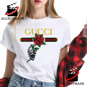 Cheap Flower Hand Logo Gucci T Shirt Womens, Gucci Tee Shirt Best Gift for Everyone