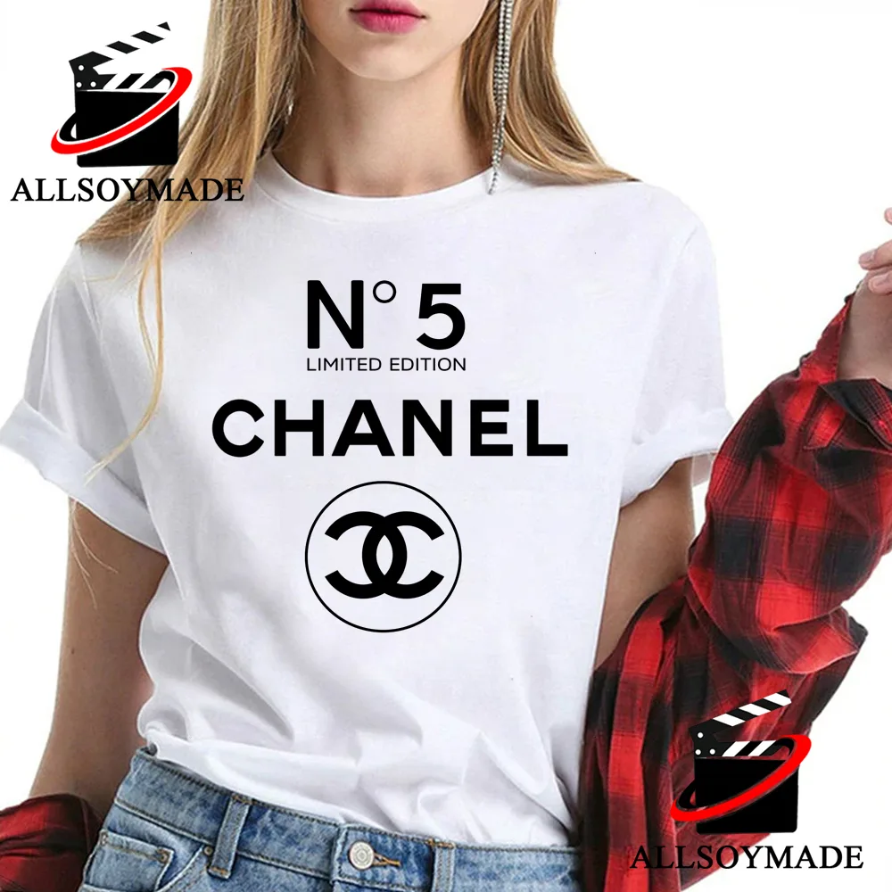 Limited Edition Chanel N5 T Shirt, Logo Chanel T Shirt Womens