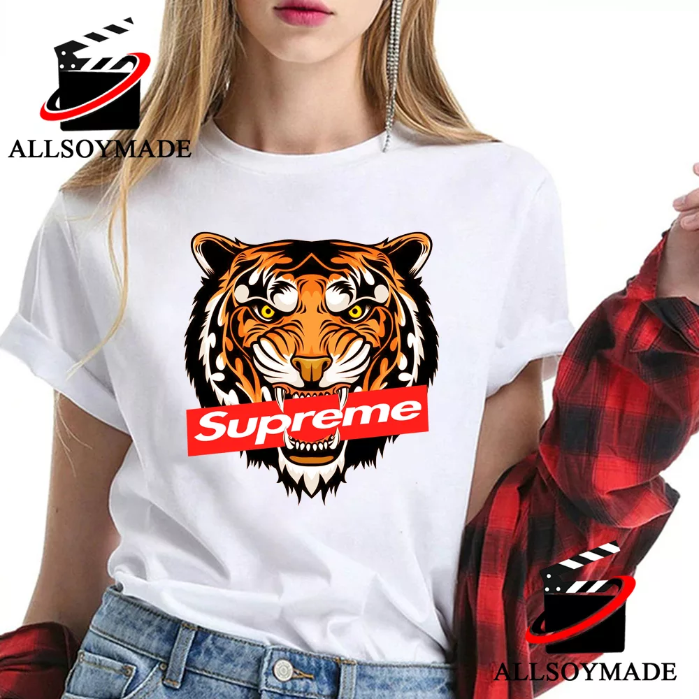 Cool Tiger Supreme Box Logo T Shirt, Supreme T Shirts For Sale