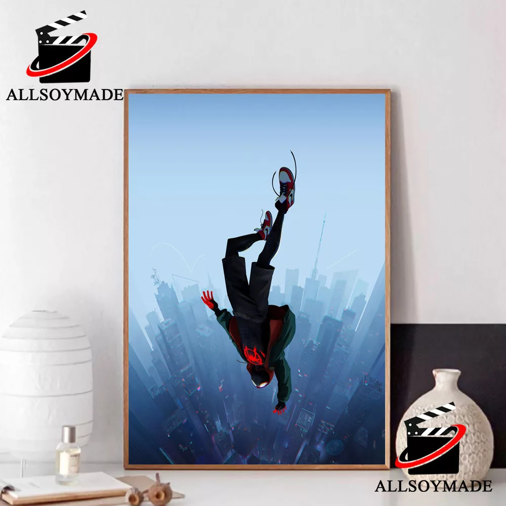 New Miles Morales Spiderman Jumpman Poster, Marvel Movie Spiderman Into The Spider Verse Poster