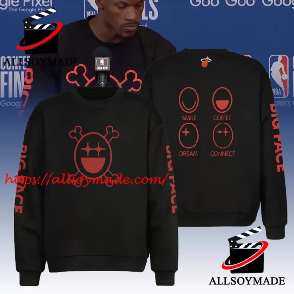 NBA Player Jimmy Butler Big Face Coffee Hoodie, Smile Dream Connect Big Face Hoodie 3D 2