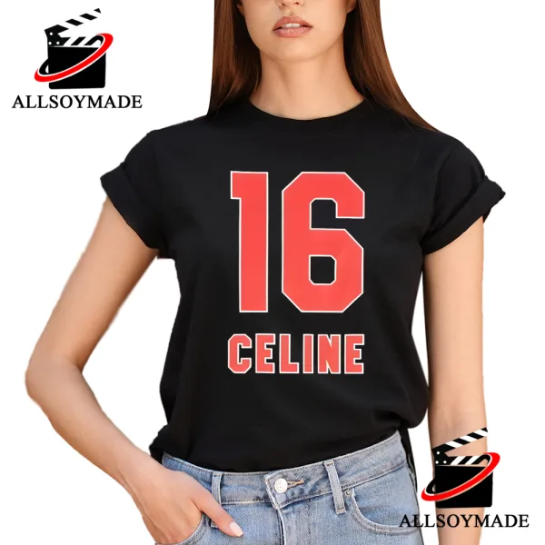 Sale Red 6 Celine T Shirt Womens, Black Celine Shirt