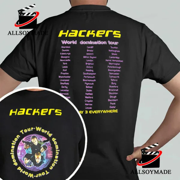 Hackers World Domination Tour T Shirt, Films Hackers T Shirt Mens