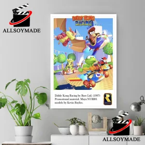 Old Videogame 3D Models Diddy Kong Racing Poster, Nintendo 64 Poster Wall Art 1