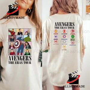 Cheap Avengers All Team Eras Tour T Shirt, Iron Man Spider Man Captain America T Shirt