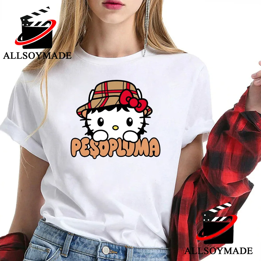 Cheap Cartoon Peso Pluma Hello Kitty Shirt, Peso Pluma T Shirt Women Men -  Allsoymade