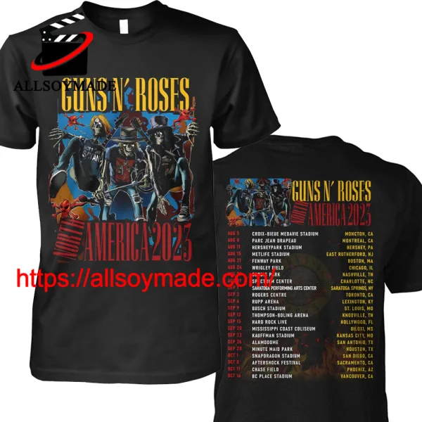 Cheap Tour Date North America Guns N Roses T Shirt, Guns N Roses 2023 Tour Merchandise