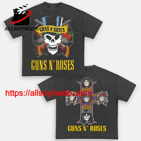 Cheap Skull Rose Guns N Roses Appetite For Destruction T Shirt, Womens Guns And Roses T Shirt