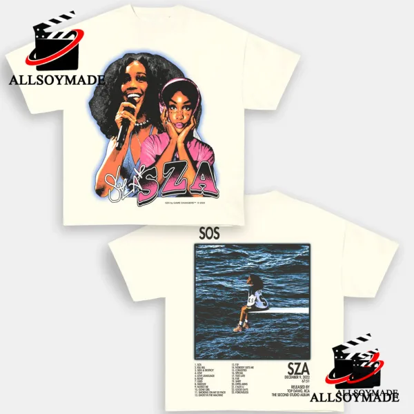 Vintage Studio Album SZA SOS T Shirt, Cheap SZA SOS Tour 2023 Merch