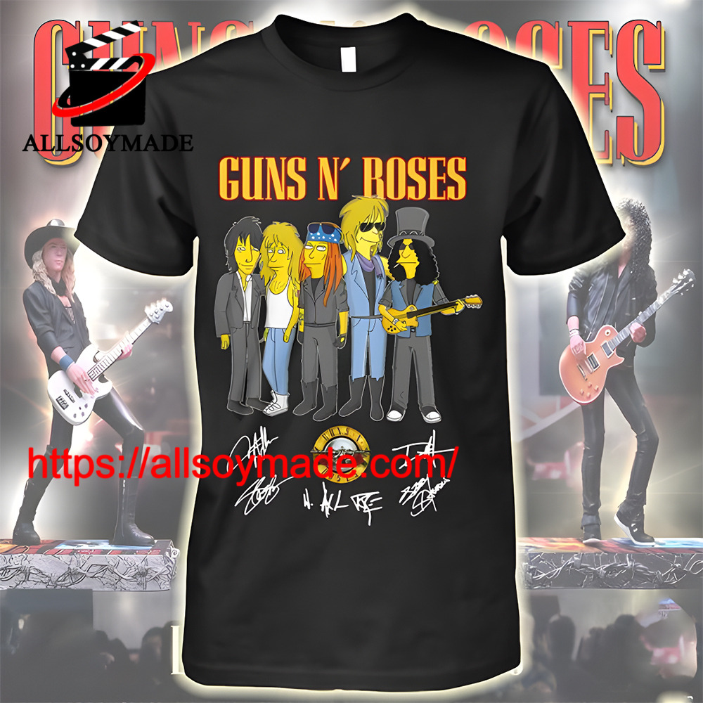 Cheap Signature Members Rock Band Guns N Roses Graphic Tee, Guns N Roses Merchandise