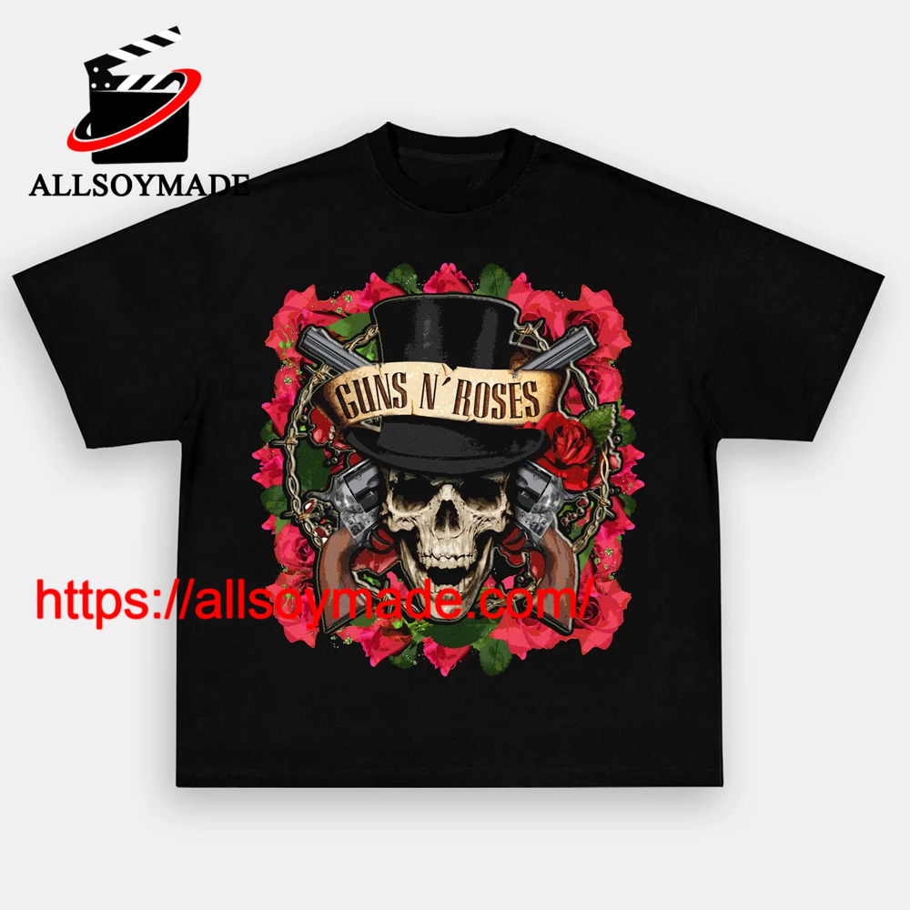 Cheap Flower Skull Guns N Roses T Shirt Womens Mens, Guns N Roses Merchandise