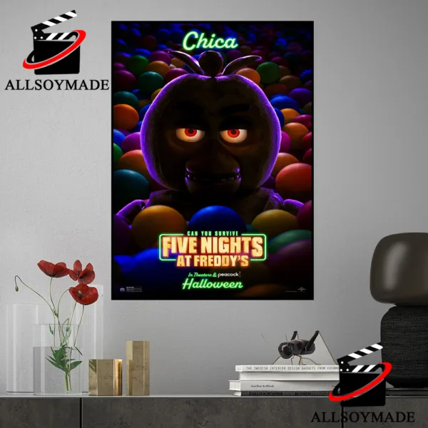 New Chica Character Fnaf Movie Poster 2023, Halloween Fnaf Poster 1