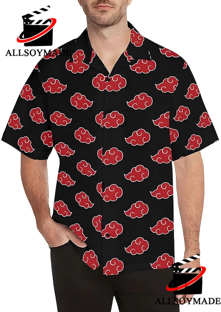 Akatsuki Cloud Button Up Hawaiian Shirt, Naruto Anime Gifts