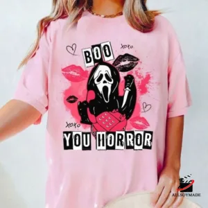 Cheap Halloween Pink Horror Characters T Shirt, Spirit Halloween Ghostface Shirt, Scarface T Shirt