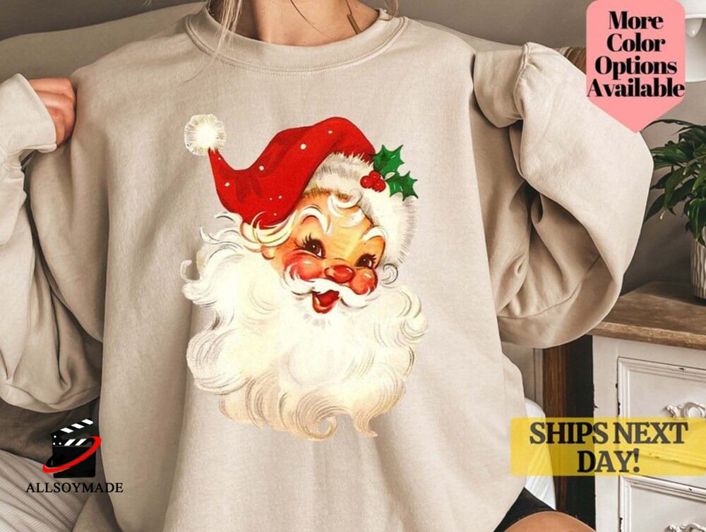 Vintage Santa Claus Christmas Sweatshirt, Xmas Holiday Gifts