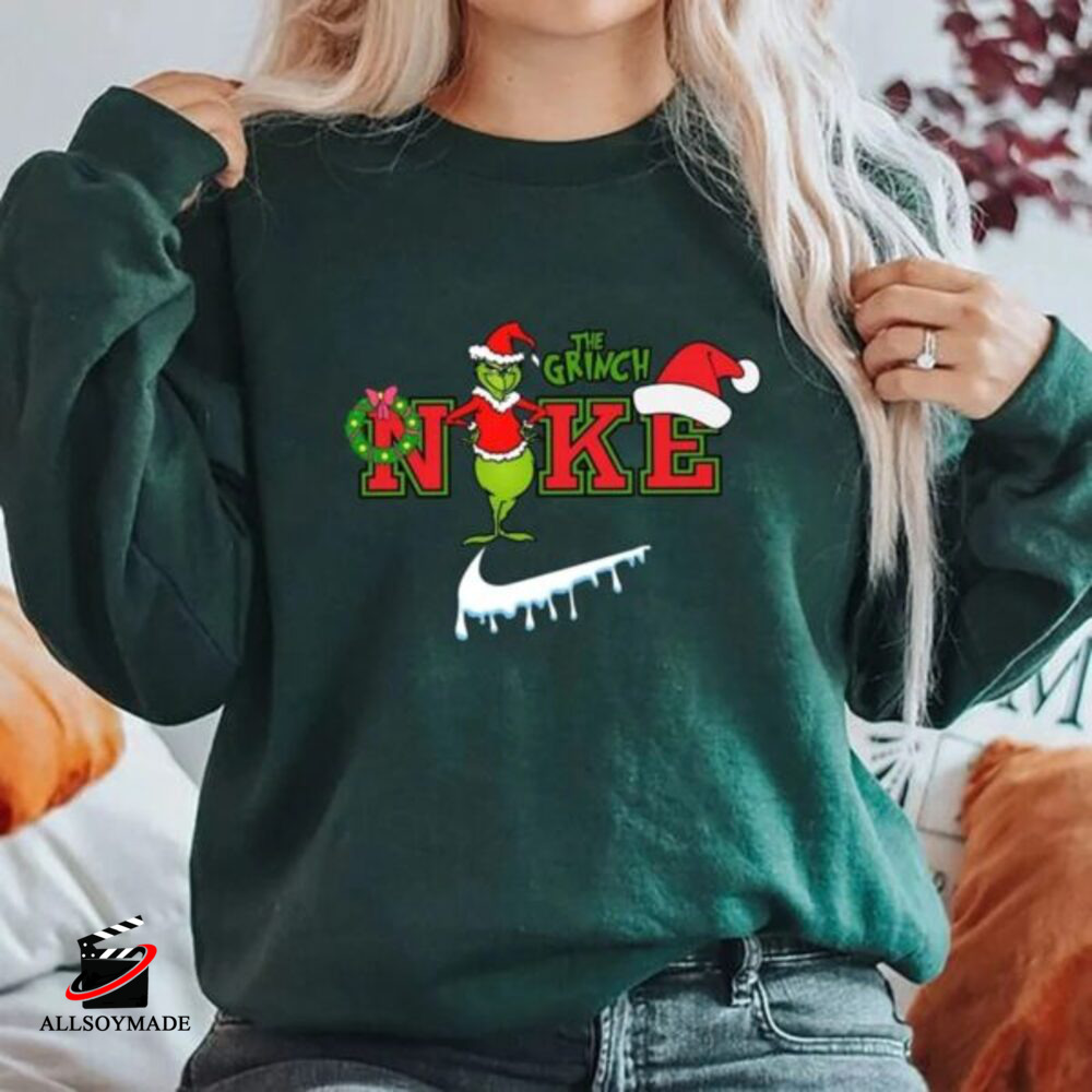 Grinch Christmas Nike Embroidery shirt, hoodie, sweater, long sleeve and  tank top