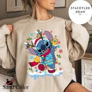 Disney Stitch Santa Christmas Light Sweatshirt