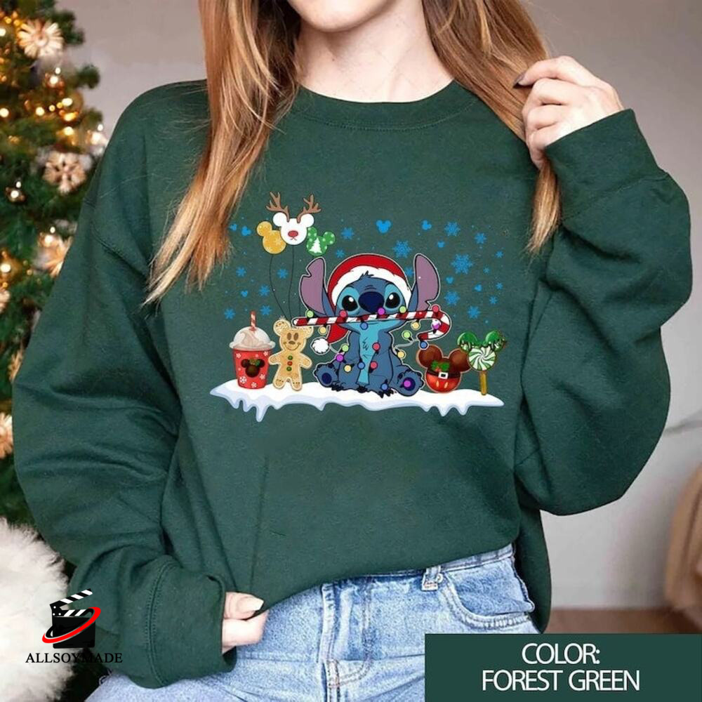 Disney Stitch Santa Christmas Light Sweatshirt - Allsoymade