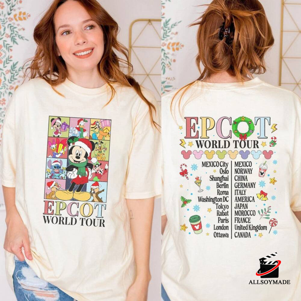 Disneyland Epcot World Tour Christmas Shirt, Mickey And Friends Christmas Sweatshirt