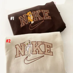 Nala x Simba Embroidered Hoodie, Trendy Nike Couple Embroidered Sweatshirt